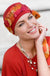 Yanna Brick Orange Flowers | shop name | Medical Hair Loss & Wig Experts.